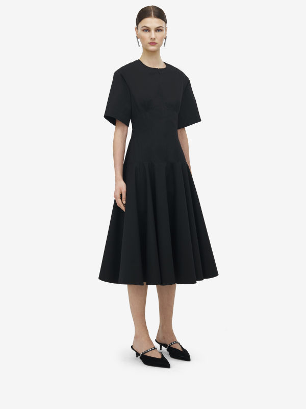 ALEXANDER MCQUEEN - Cotton Poplin Midi Dress - Item 838884QAAAY9000